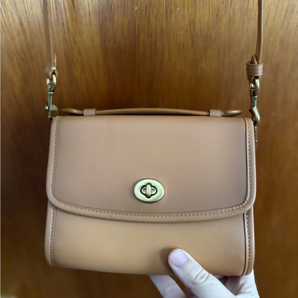 Brown Coach Kip Turnlock Bag
